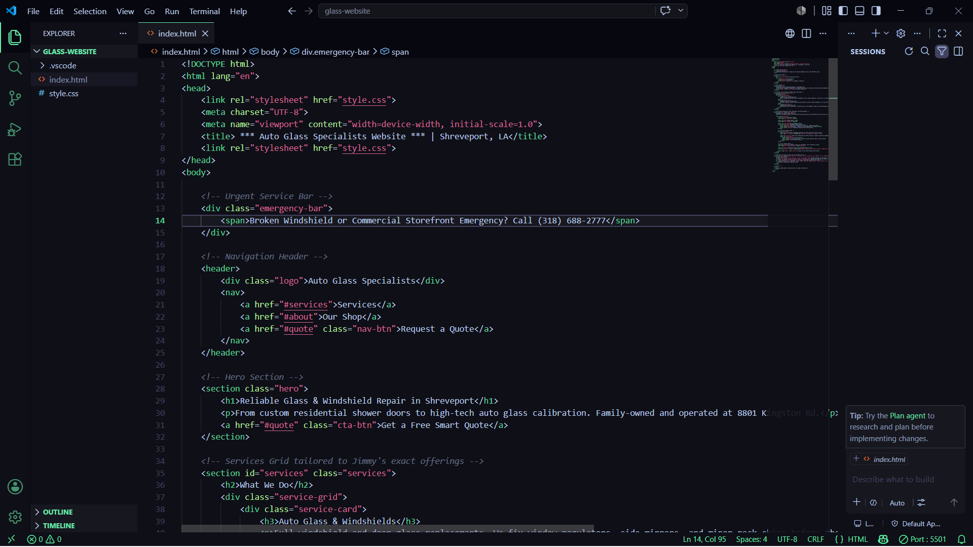 Website code screenshot